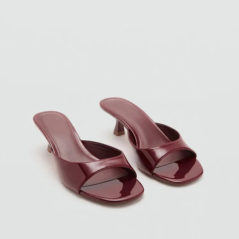Classic Brown Leather Designer Slides Women Beach Party Slippers Low