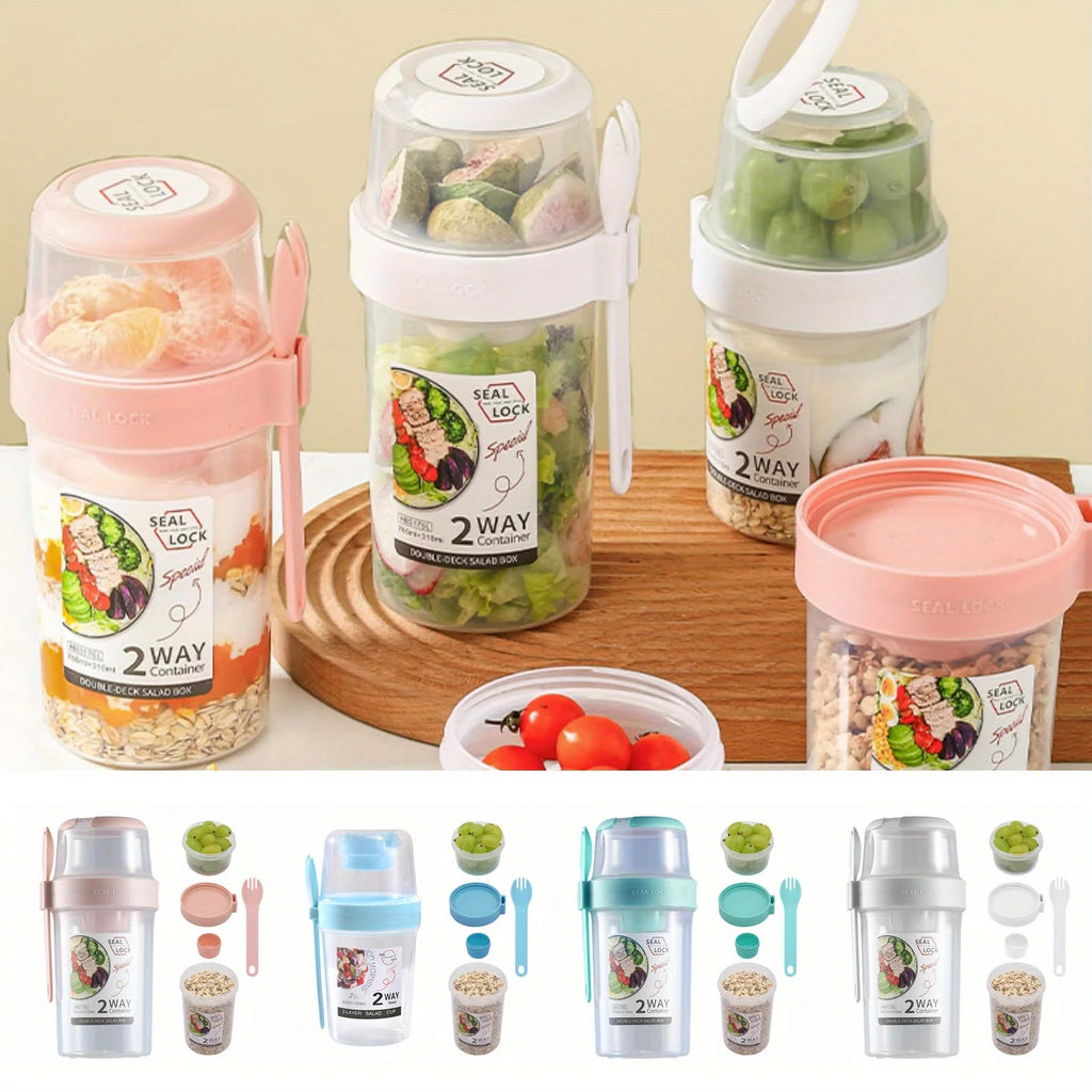 Portable Parfait Cups with Lid & Fork – Yogurt, Salad & Oatmeal Portable Food Containers Zpaxo