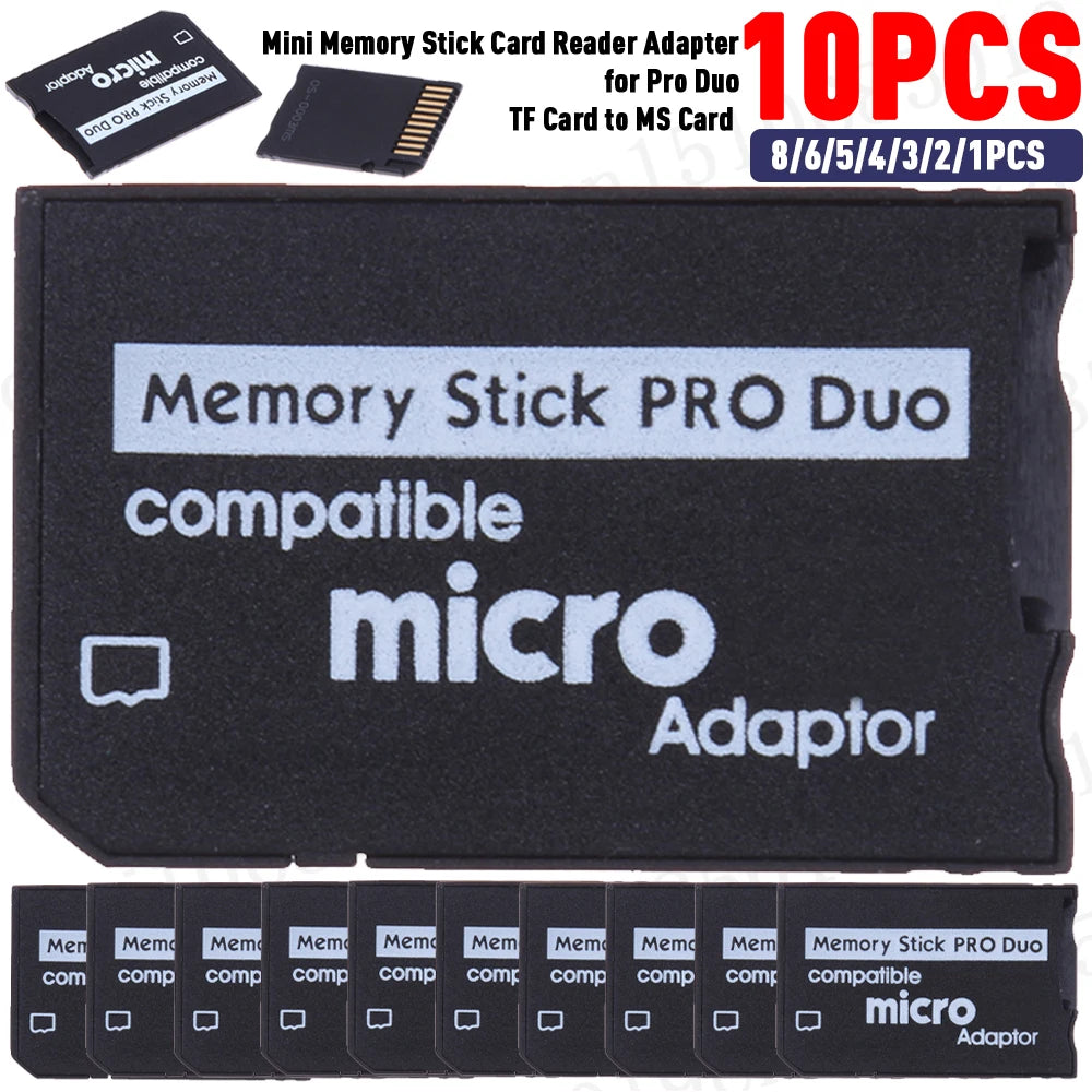 10-1pcs For Pro Duo TF To MS Card Memory Stick Adapter Plug and Play Mini Memory Stick Adapter Replacement Parts Accessories Zpaxo
