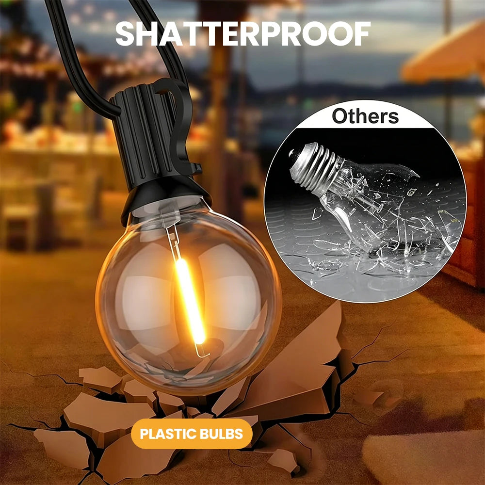 Outdoor String Lights G40 with Remote Dimmable 24V Low-Voltagle Safer Adapter 3 Lighting Modes IP44 Waterproof G40 String Lights Zpaxo