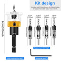 Premium Countersink Drill Set w/ Tool-Free Dial & Aluminum Alloy Stop Collar 2-Flute Steel Depth Adjustment for Woodworking, Fur Zpaxo set B