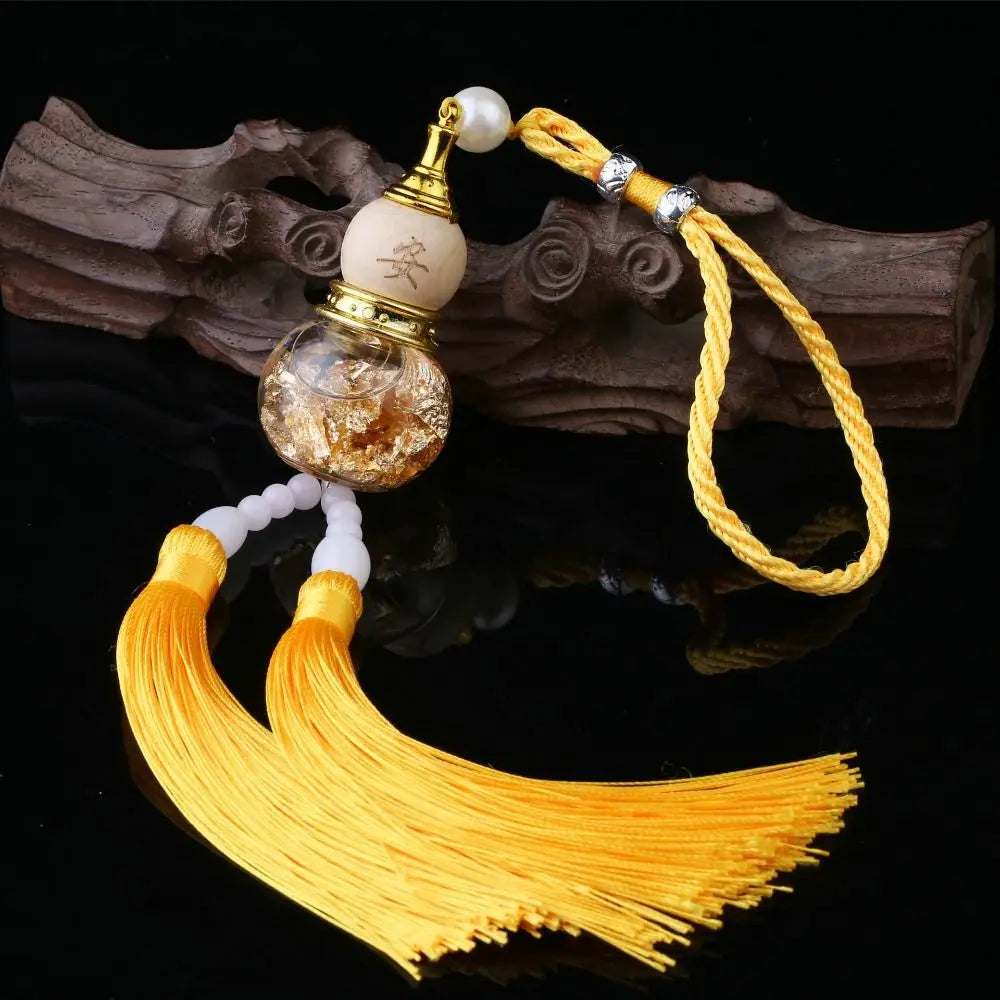 Chinese Glass Bottle Gourd Pendant Gold Foil Bottom Cartoon Double Zpaxo Yellow