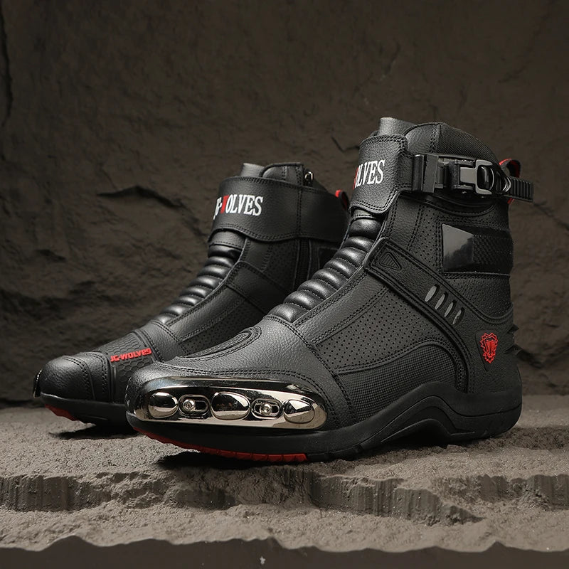 Lexsan Motorcycle Boots Men Leather Motos Breathable Anti Slip