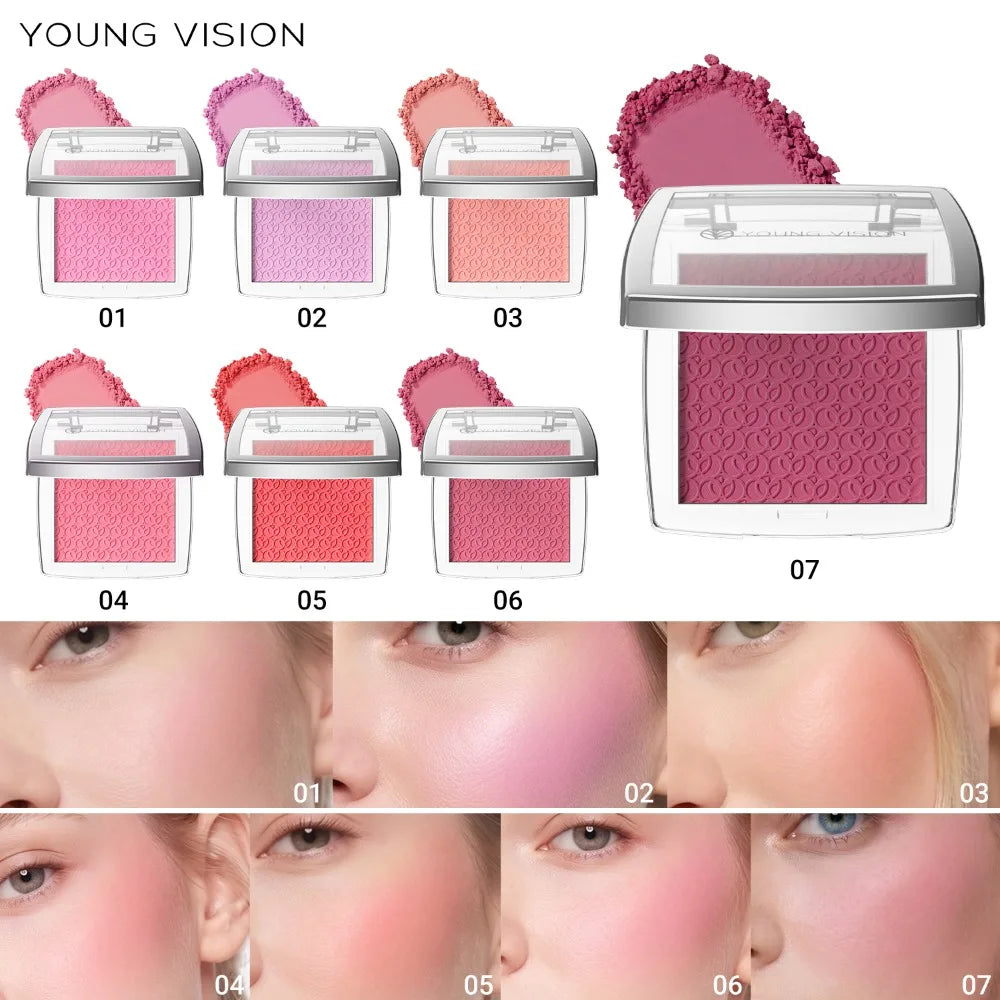Velvet Matte Blusher Palette Embossed Design Ultra-Fine Texture Natural Brighten Skin-Fit Blendable Buildable Face Rouge Makeup Zpaxo