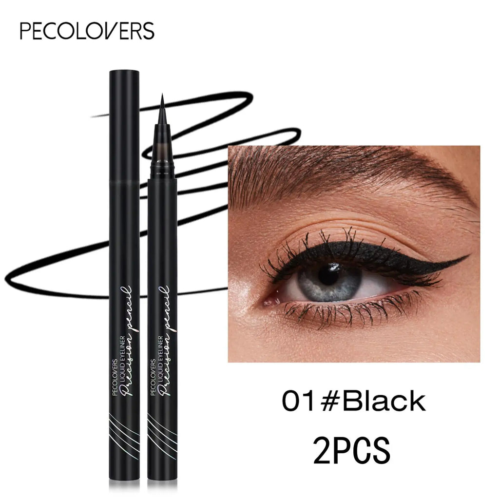 2PCS/Set Ultra-thin Eyeliner Pen, Waterproof, Smooth Application, Smudge-proof, Precise Outlining,Creates Fashionable Eye Makeup Zpaxo 01x2pcs