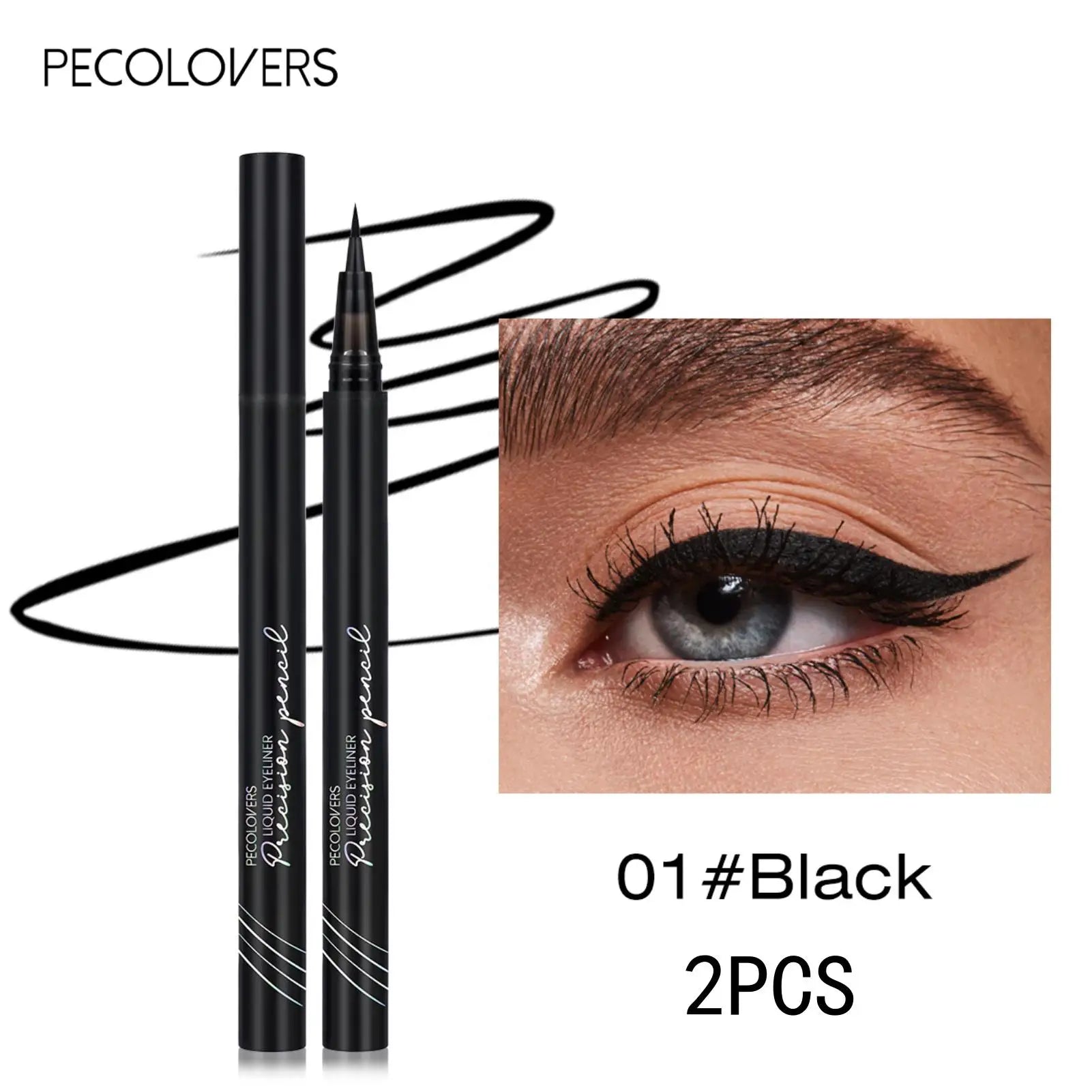 2PCS/Set Ultra-thin Eyeliner Pen, Waterproof, Smooth Application, Smudge-proof, Precise Outlining,Creates Fashionable Eye Makeup Zpaxo 01x2pcs