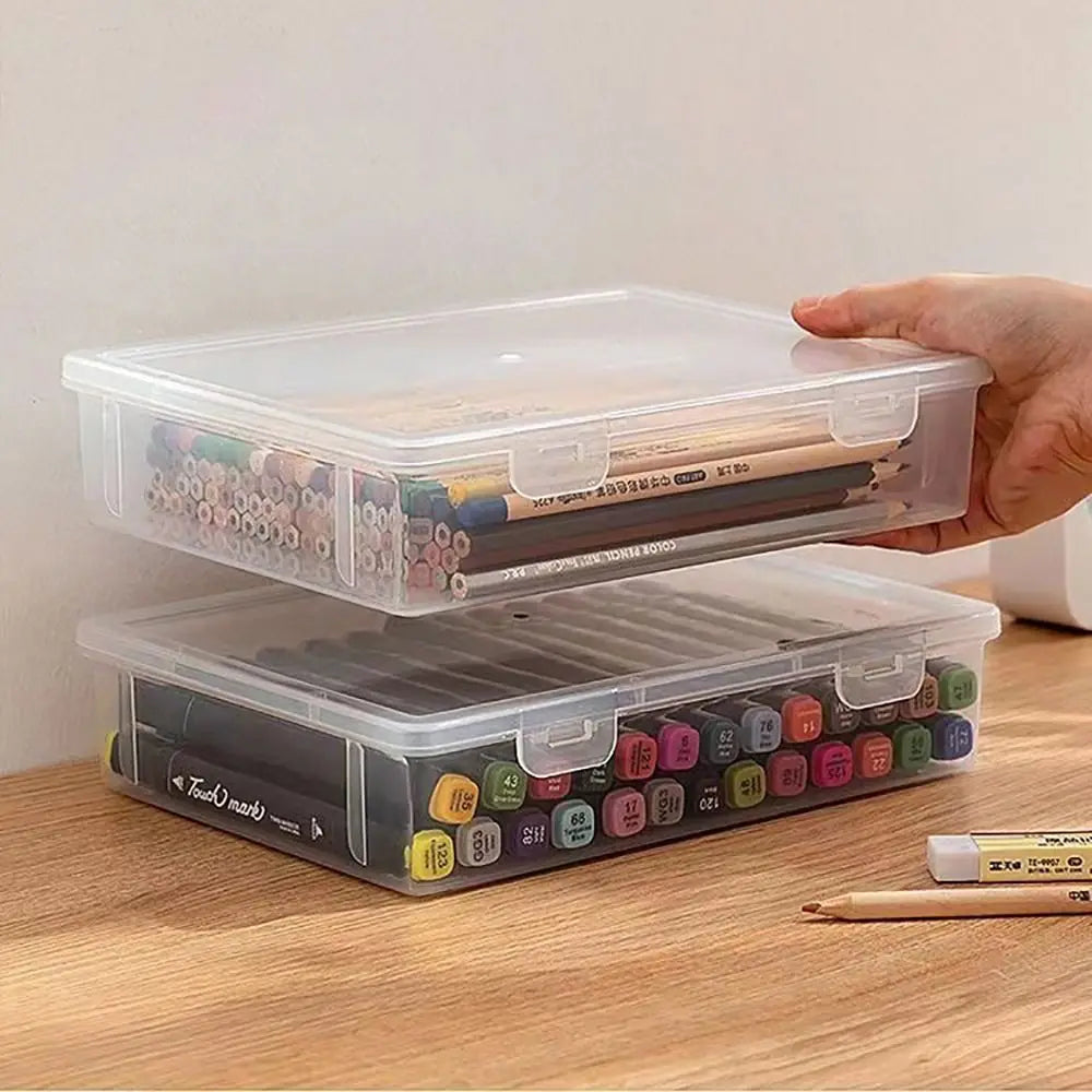 1Pc Transparent Storage Container Plastic Dustproof Box Stationery Jewelry Portable Large Capacity A4 A5 File Organizer Supplies Zpaxo