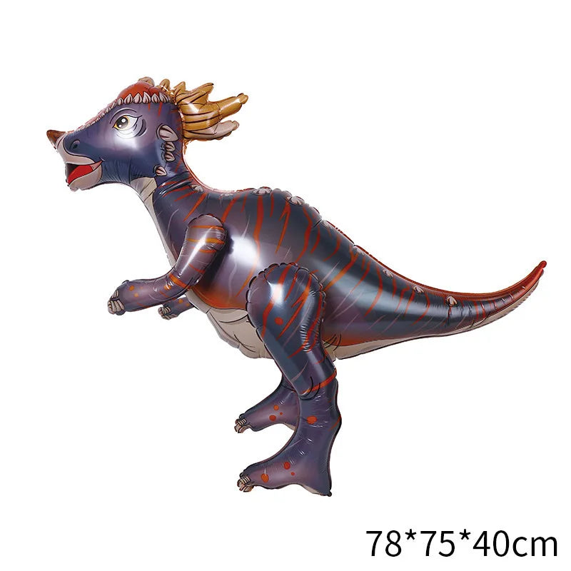 4D Giant Walking Dinosaur Foil Balloons Jungle Animal Childrens Zpaxo iridescent As shown