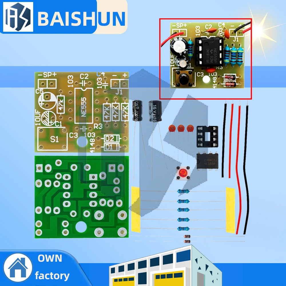 NE555 Ding-Dong Doorbell DIY Kit: Loose Parts for Digital Doorbell Building Zpaxo