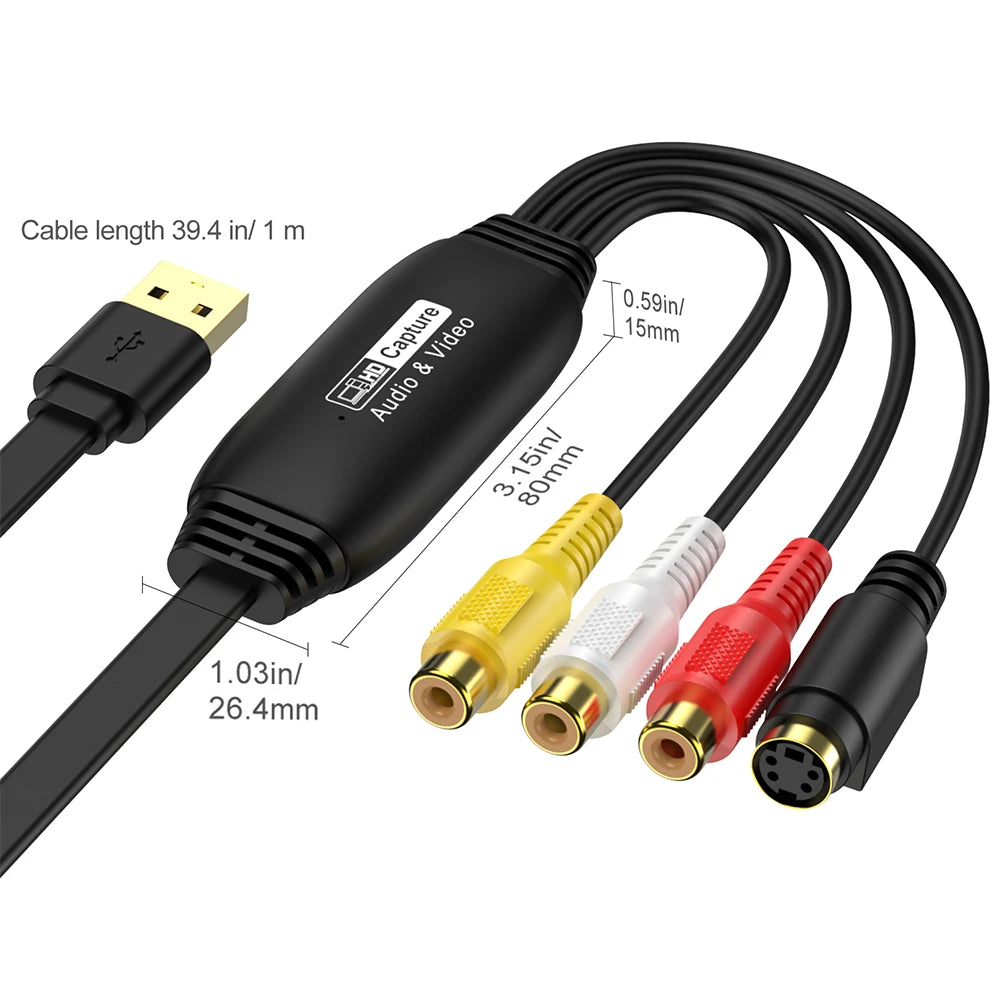 USB Video Capture Card VHS VCR TV DVD Audio Adapter AV