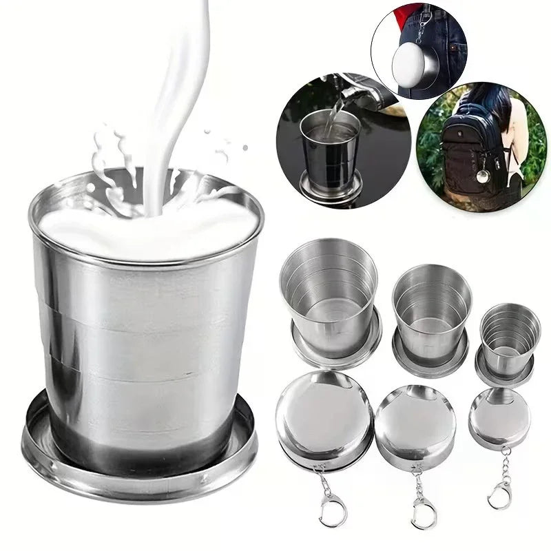 Stainless Steel Folding Cup Outdoor Travel Camping Portable Zpaxo