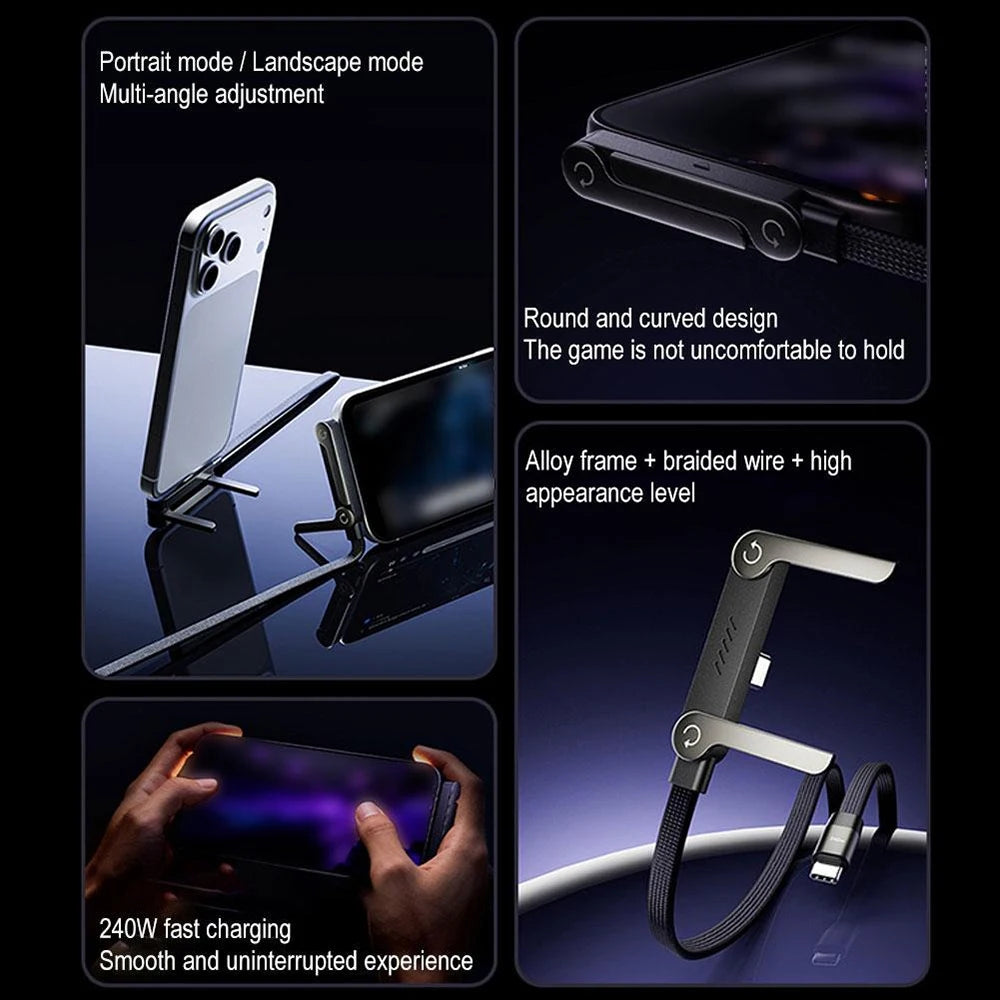 2-in-1 Type-C Cable & Phone Holder – 240W Fast Charging USB-C Charging Cable Zpaxo