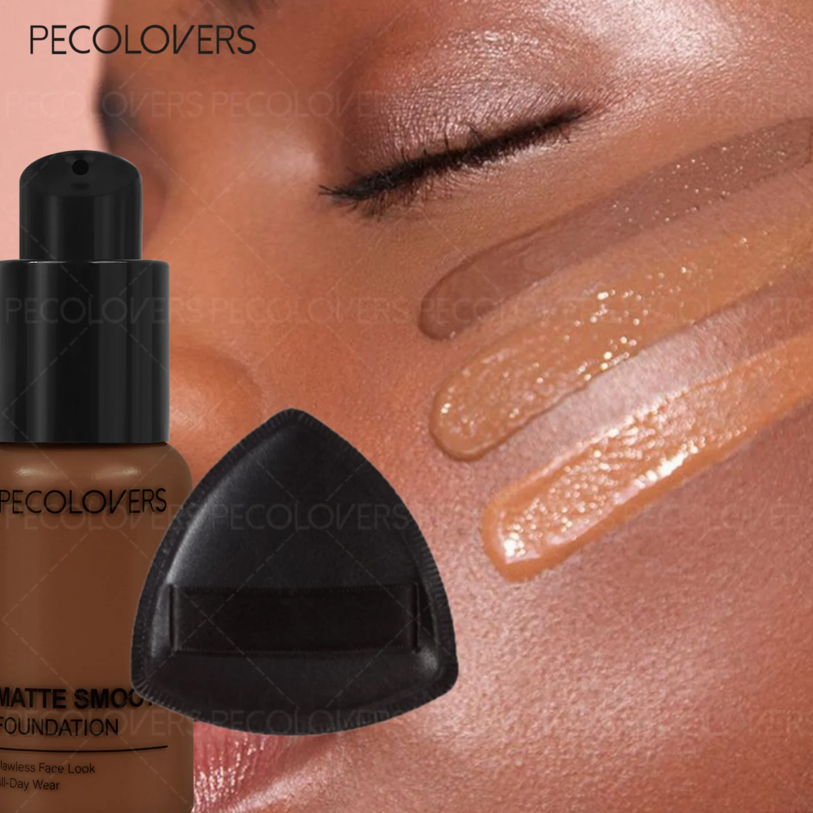 2PCS/Set Waterproof Liquid Foundation and Puff, Hydrating, Moisturizing Liquid Foundation, Long-Lasting , Dark Circle Concealer Zpaxo