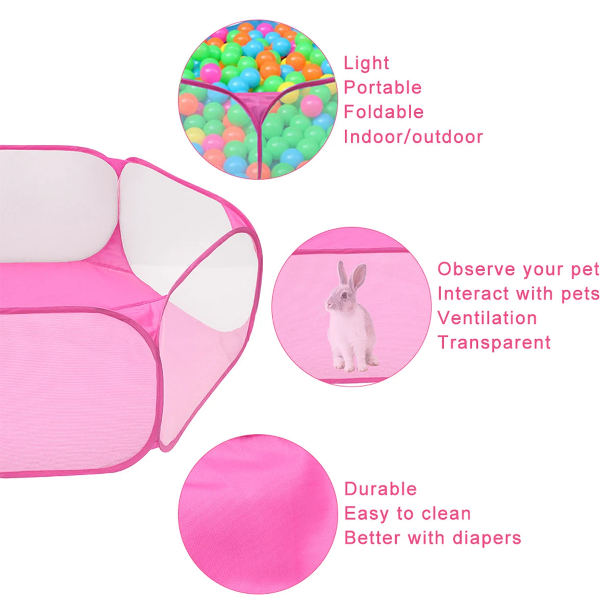 Pet Playpen Outdoor Breathable Small Animals Tent Rabbit Play Pen Foldable Transparent Pet Exercise Fence for Guinea Pig Cage Zpaxo