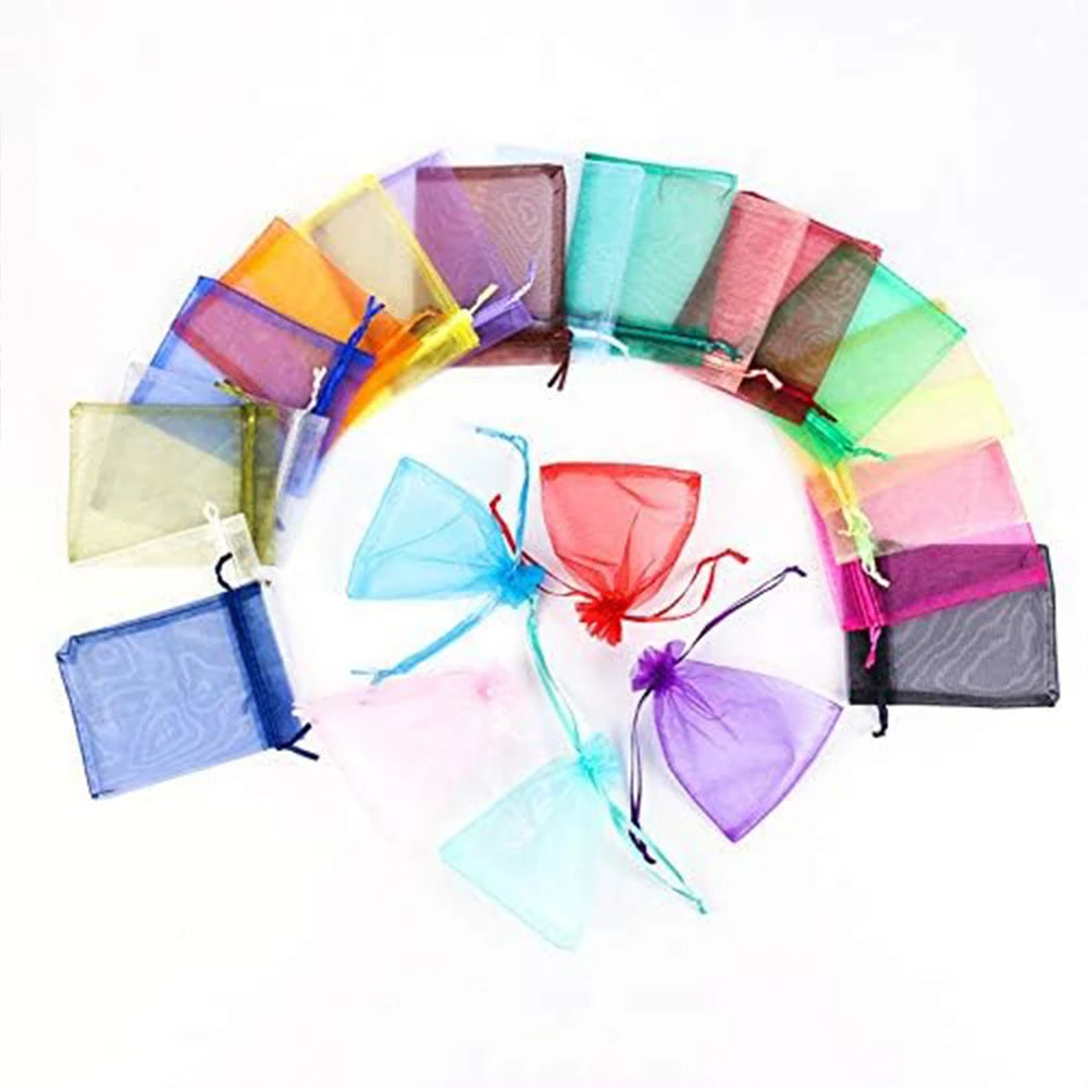 100Pcs Organza Bags 7x9cm Drawstring Mesh Jewelry Packaging Pouches Wedding Party Christmas Favor Candy Gift Bags Zpaxo