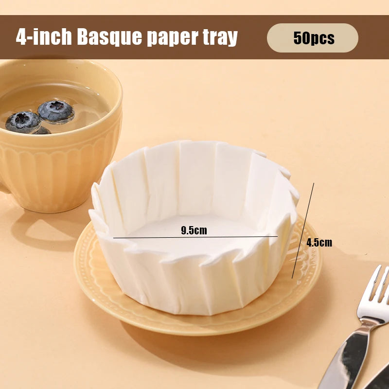 Baking Oil Proof Edge Paper Disposable Release Mousse Cake Paper Basque Cheesecake Oil Paper Tray Foldable Cake Mold Zpaxo A