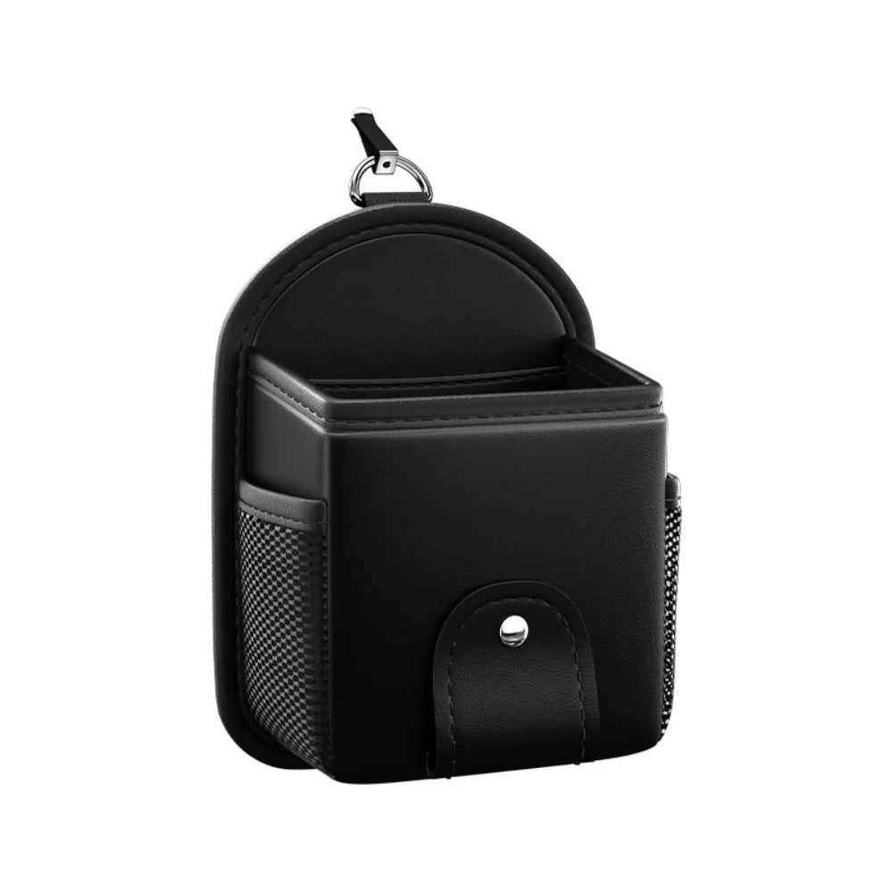 Hanging Car Storage Bag with Hook Multifunctional Leather Organizer Box Universal Premium Car Air Outlet Debris Bag Zpaxo Black