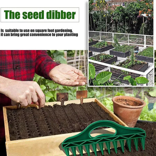 Hand Dibbler Garden Seeder Tool＆Fast Rooting Stimulator, 12-Hole Fast Seeding, Plants Root Supplement for Efficient Gardening Zpaxo