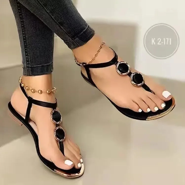 Women Sandals 2024 Summer Casual Flat Flip Flops Luxury Designer Zpaxo black 43