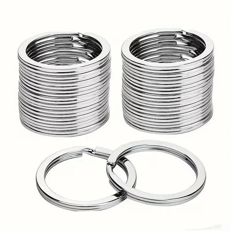 10pcs 304 Stainless Steel Key Rings – 2.54 cm Flat Ring, Separated, for Home, Car & Men's Accessories Zpaxo