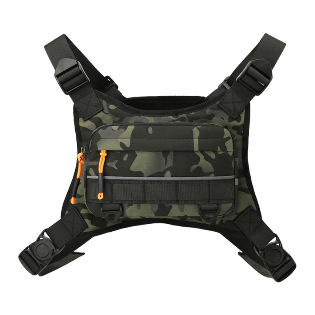 Sports Hiking Chest Bag Reflective Strips Water-resistant Waist Front
