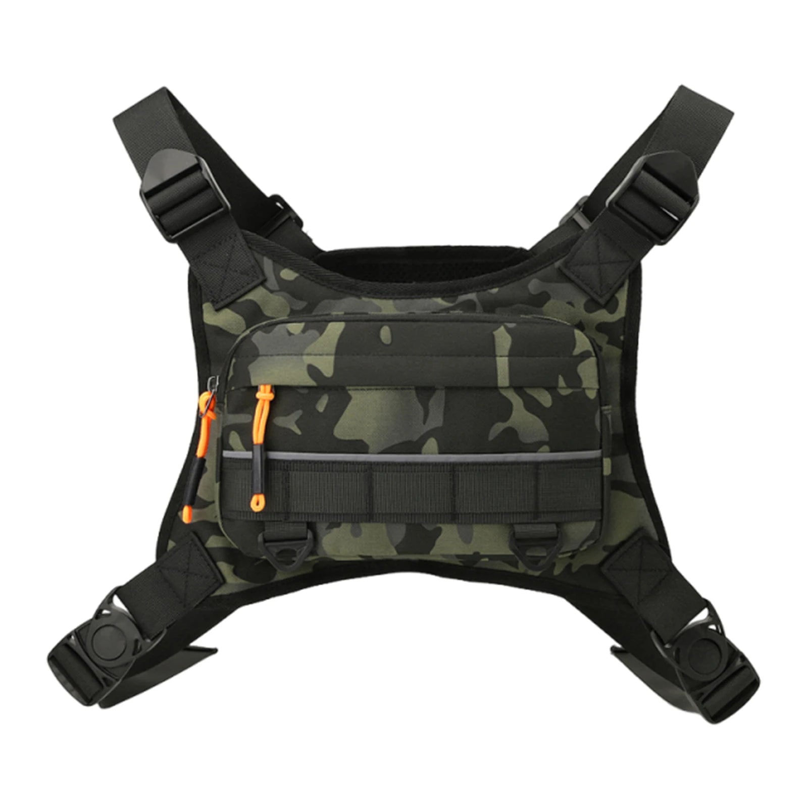 Sports Hiking Chest Bag Reflective Strips Water-resistant Waist Front