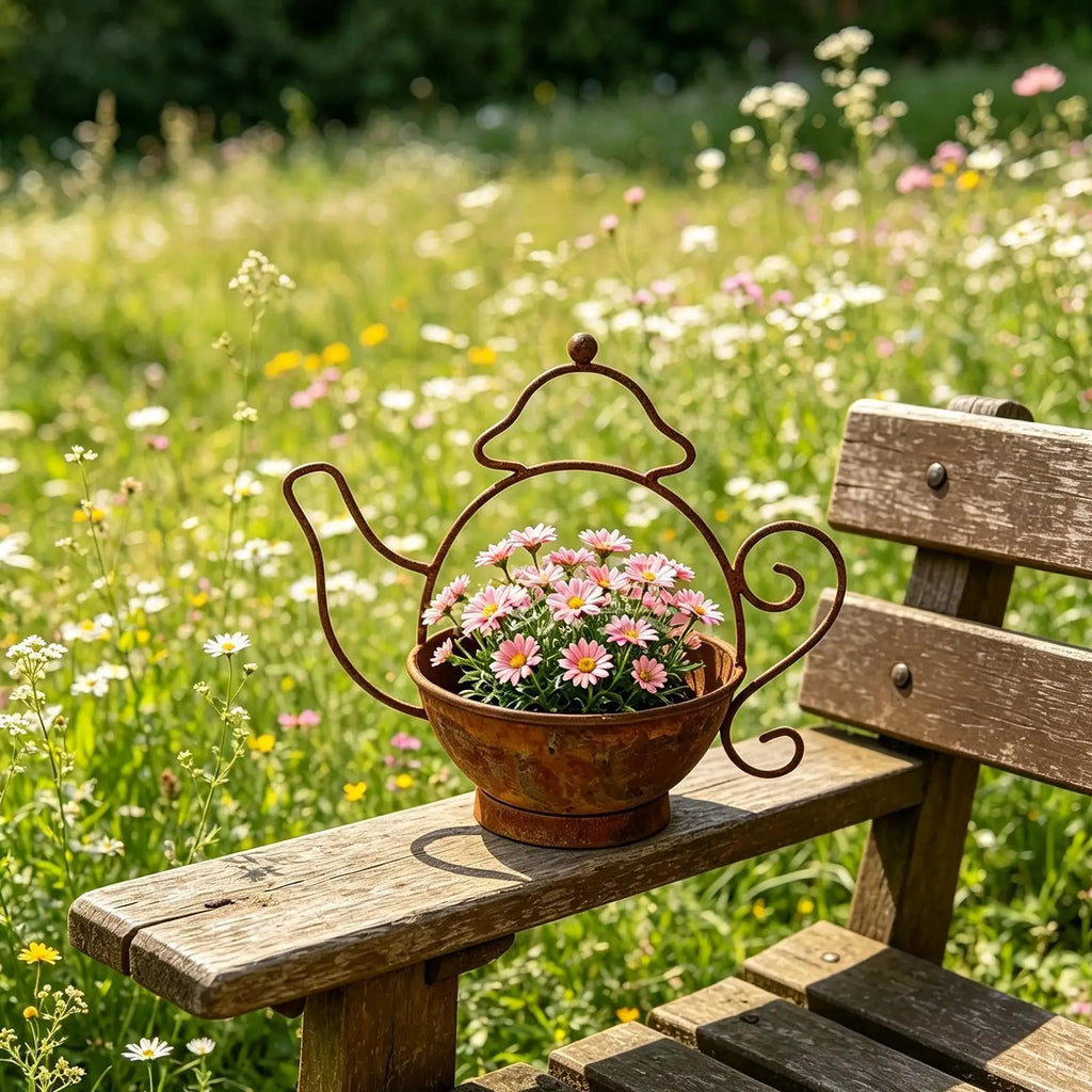 Decorative Outdoor Flower Pots Iron Kettle Shape Container Indoor Flower Pots for Front Porch Farmhouse Backyard Patio Lawn Park Zpaxo
