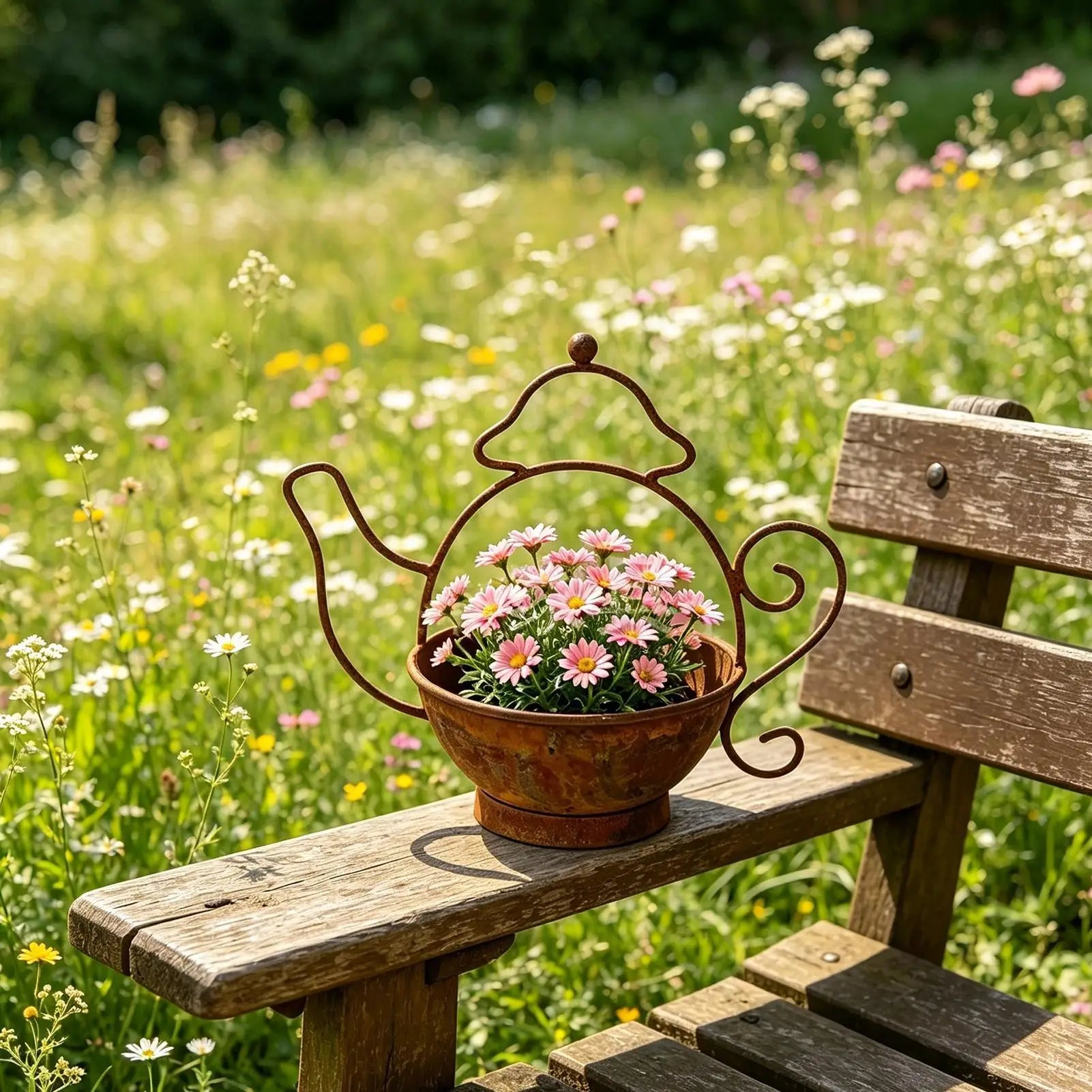 Decorative Outdoor Flower Pots Iron Kettle Shape Container Indoor Flower Pots for Front Porch Farmhouse Backyard Patio Lawn Park Zpaxo