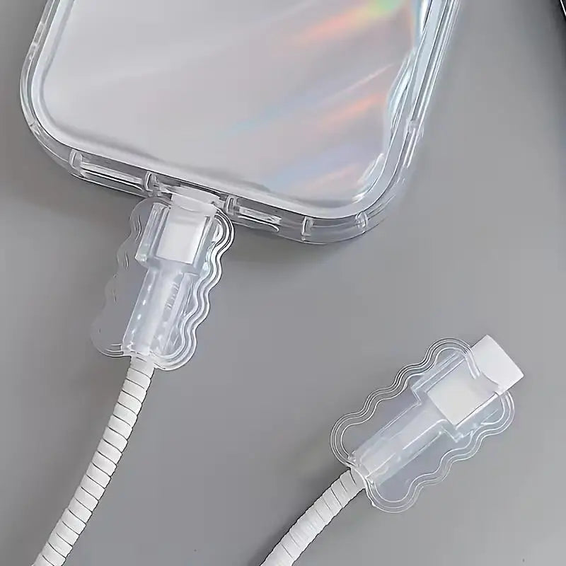 1/10pcs TPU Wave-Shaped Cable Sleeves – Anti-Break Protectors for Android & iPhone Data Cords, Cord Care Zpaxo