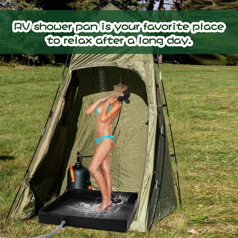 Foldable Shower Base Outdoor Tent RV Camping Awning Tray Portable Pan