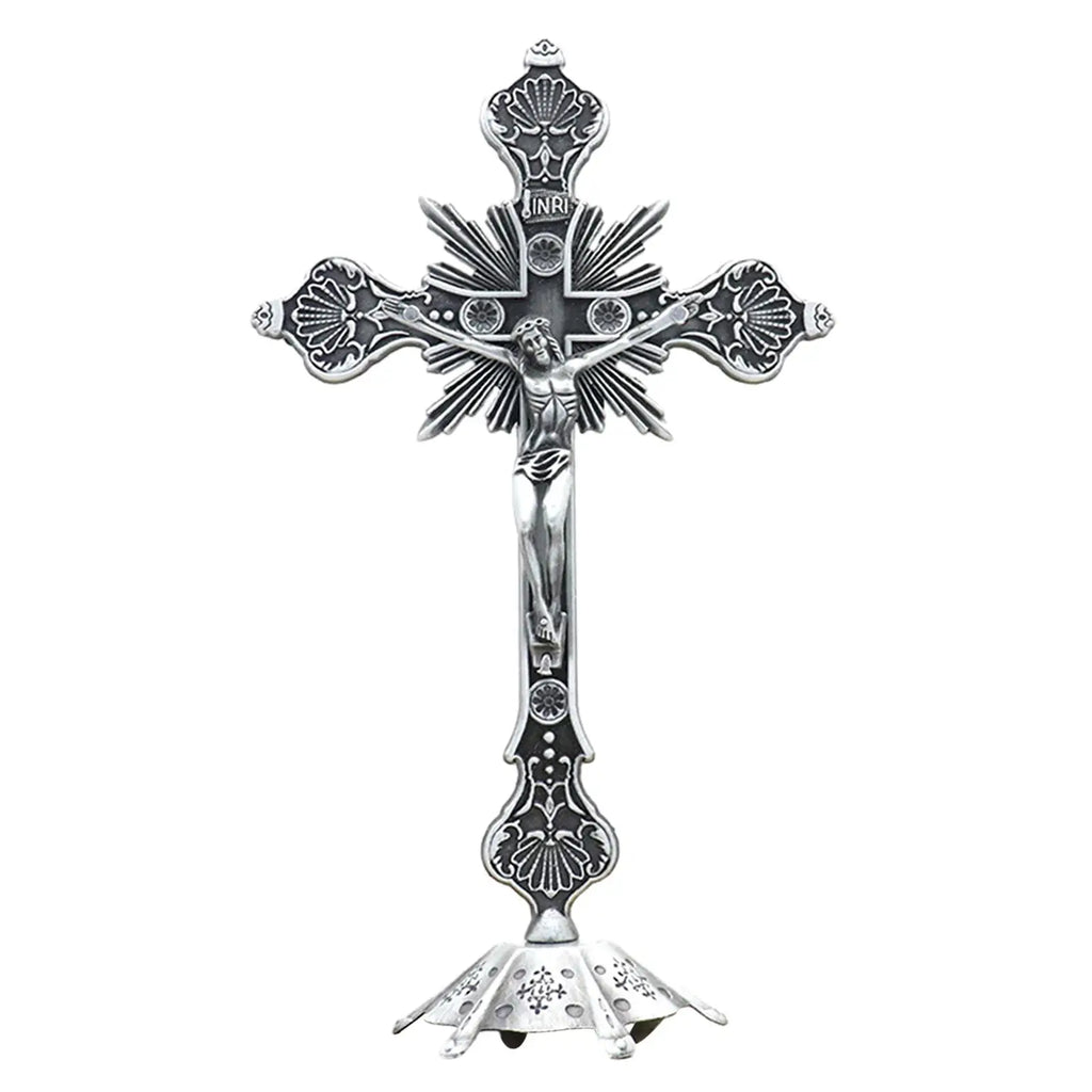 Jesus Crucifix Collection Catholic Figurine Standing Crucifix for Christian Decoration Home Decor Tabletop Chapel Prayers Zpaxo