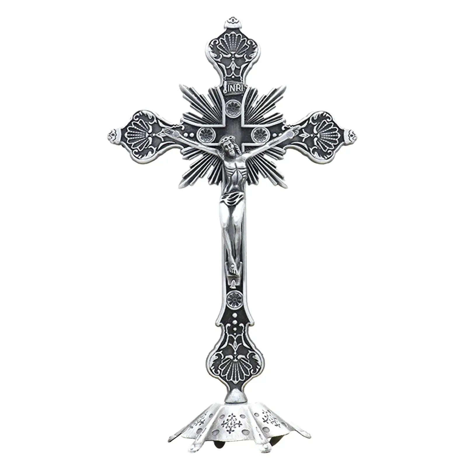 Jesus Crucifix Collection Catholic Figurine Standing Crucifix for Christian Decoration Home Decor Tabletop Chapel Prayers Zpaxo
