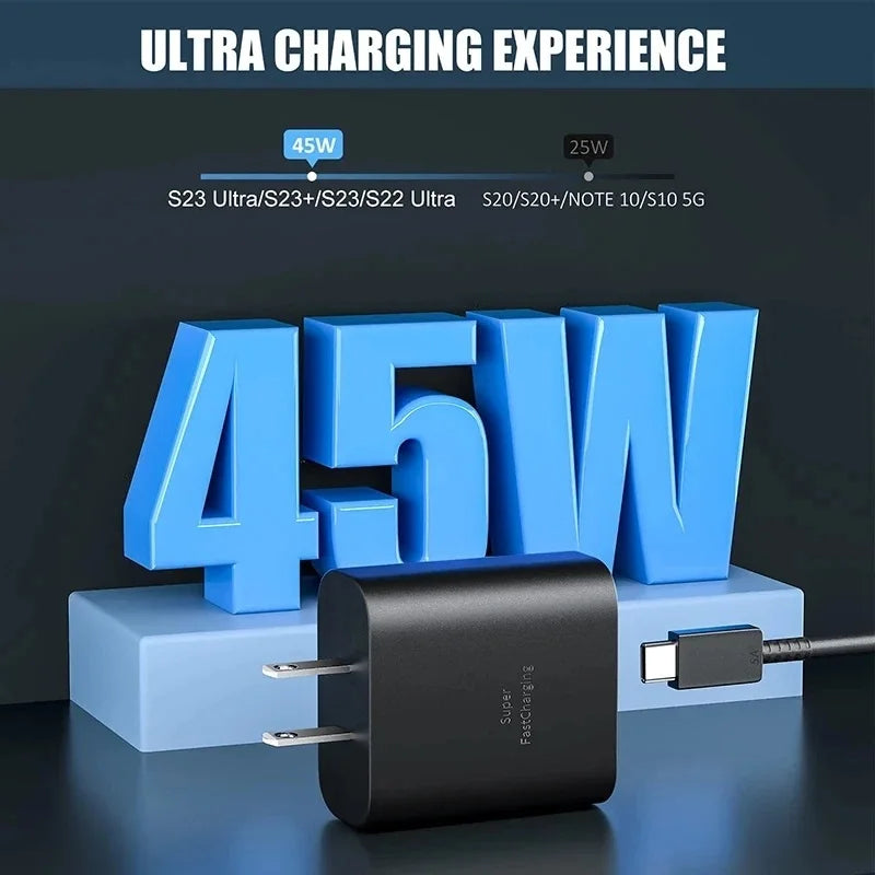 5A 45W PD USB-C Fast Charger Samsung S22 S23 S24 Note 20 A14 A15 A25