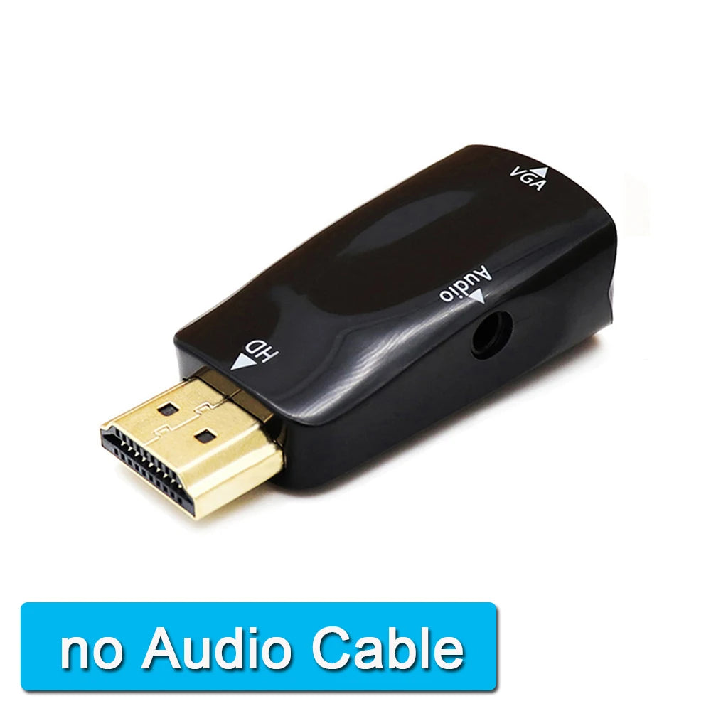 HDMI-compatible Male To VGA Female Adapter Full HD 1080P Audio Cable Converter For PC Laptops TV Box Computer Display Projector Zpaxo Black no Cable