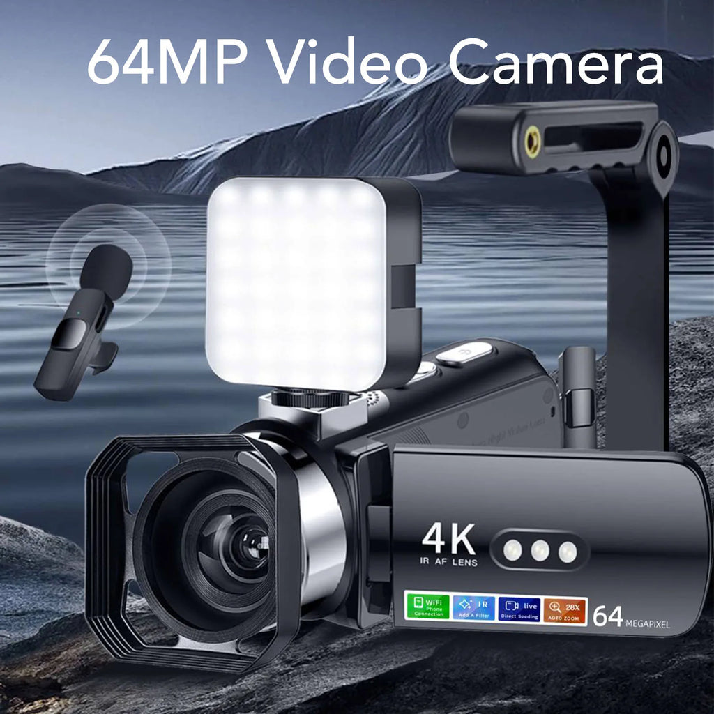 Video Camera 4K Camcorder 64MP HD Wifi Rotation Screen Digital
