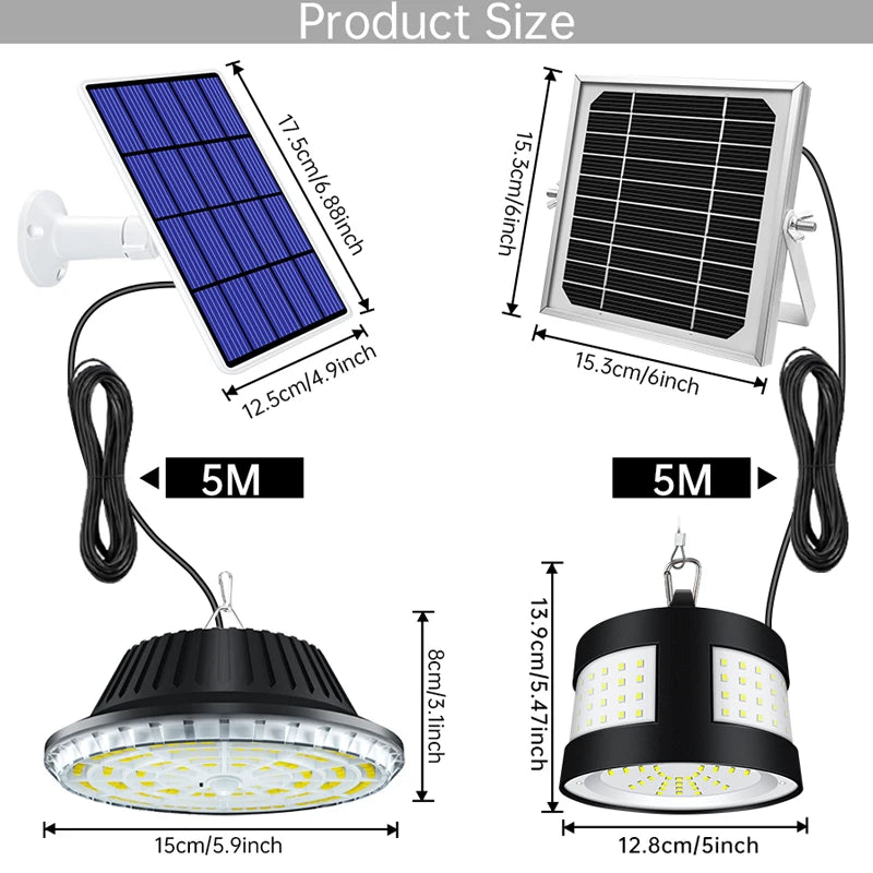 Solar Pendant Light Motion Detector Outdoor 5M Cord Detached Indoor Zpaxo