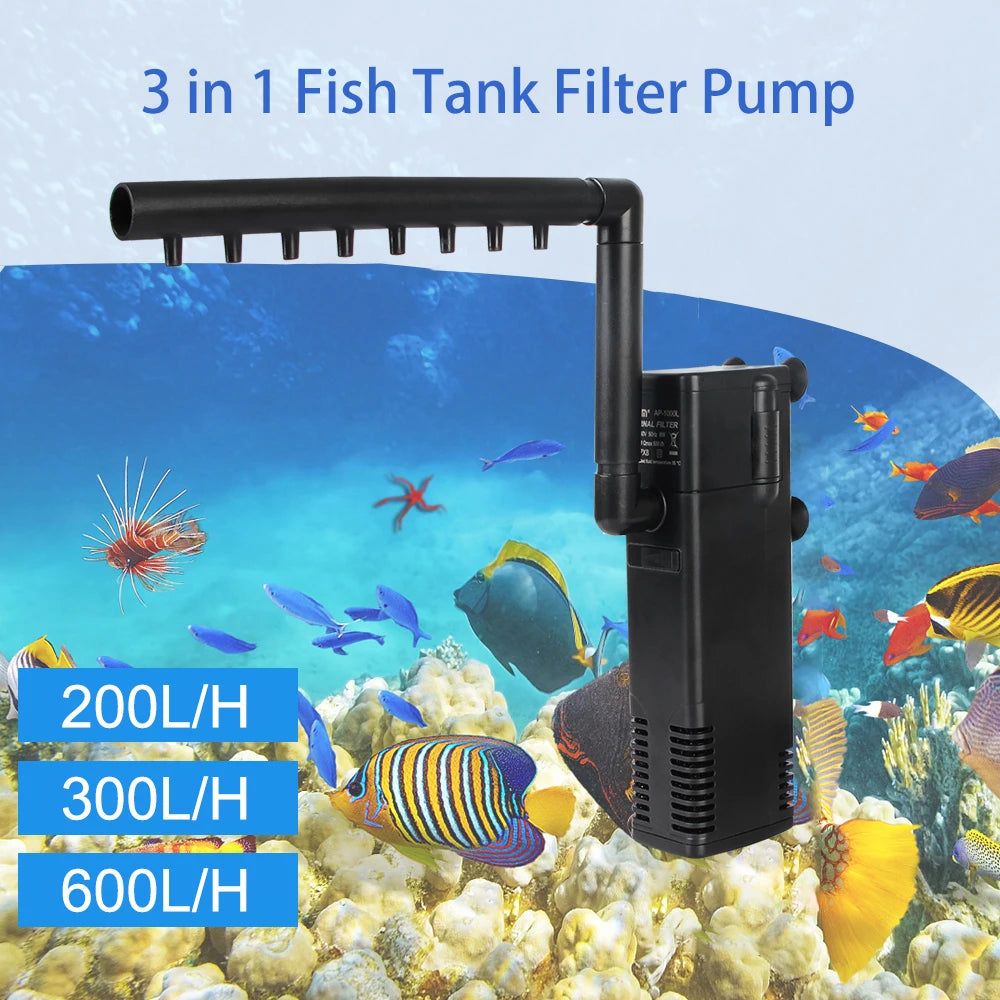 EU Plug Aquarium Fish Tank Oxygen Increasing Pump Low Level Water