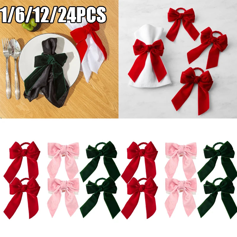 Formal Satin Napkin Holders Bow Tie Design Wedding Tables Christmas