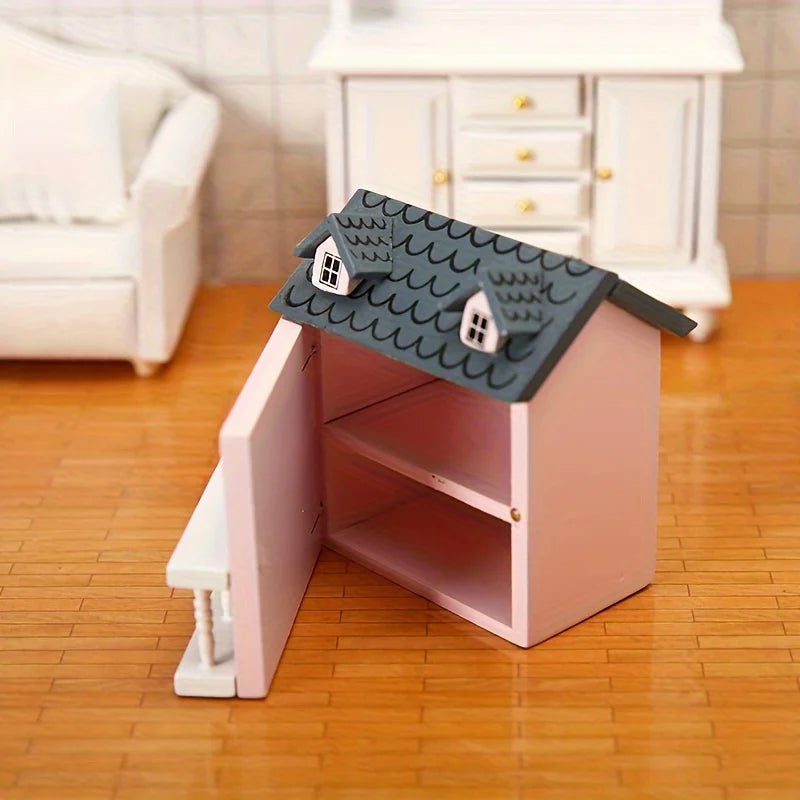 Mini Furniture Pink Blue Wall Grey Cute Pocket Villa Small House