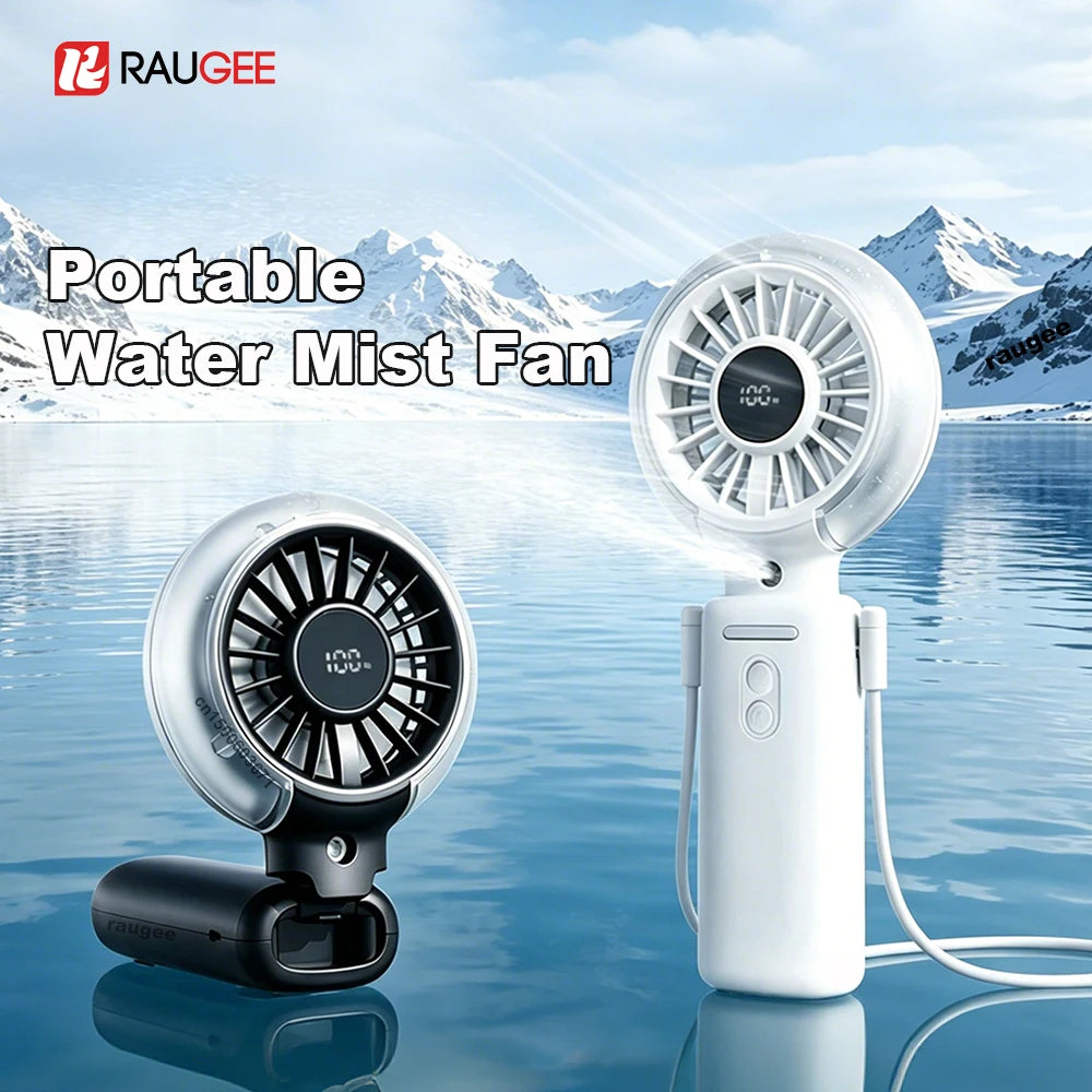 Portable Water Mist Fan Mini Handheld Spray Foldable Hanging Neck USB