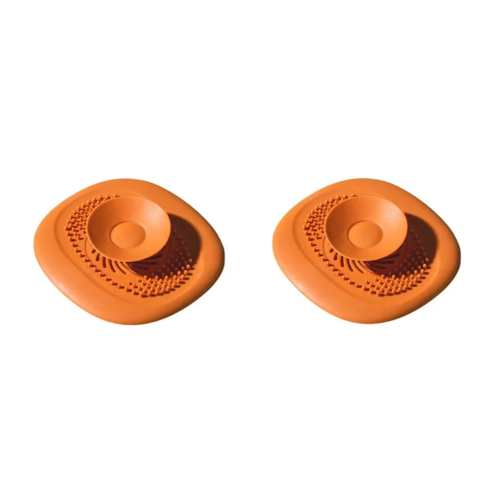 Bathroom Hair Catcher Stopper Shower Floor Drain Cover Filter Zpaxo 2pcs-Orange