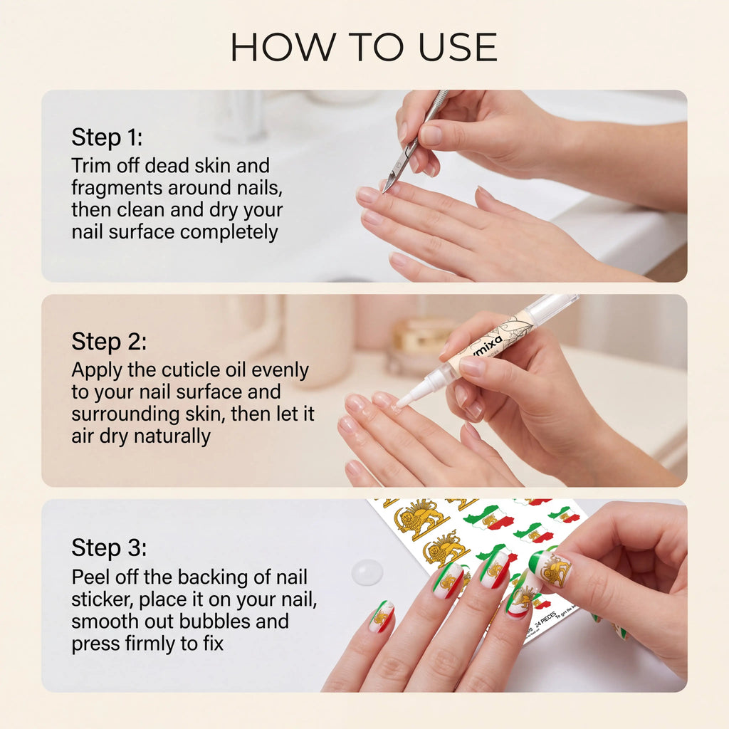 Nail Decoration Care Set Portable Cuticle Oil Pen Persian Lion Sun Nail Stickers Flaky Skincare Deep Hydration Lock Hand Care Zpaxo