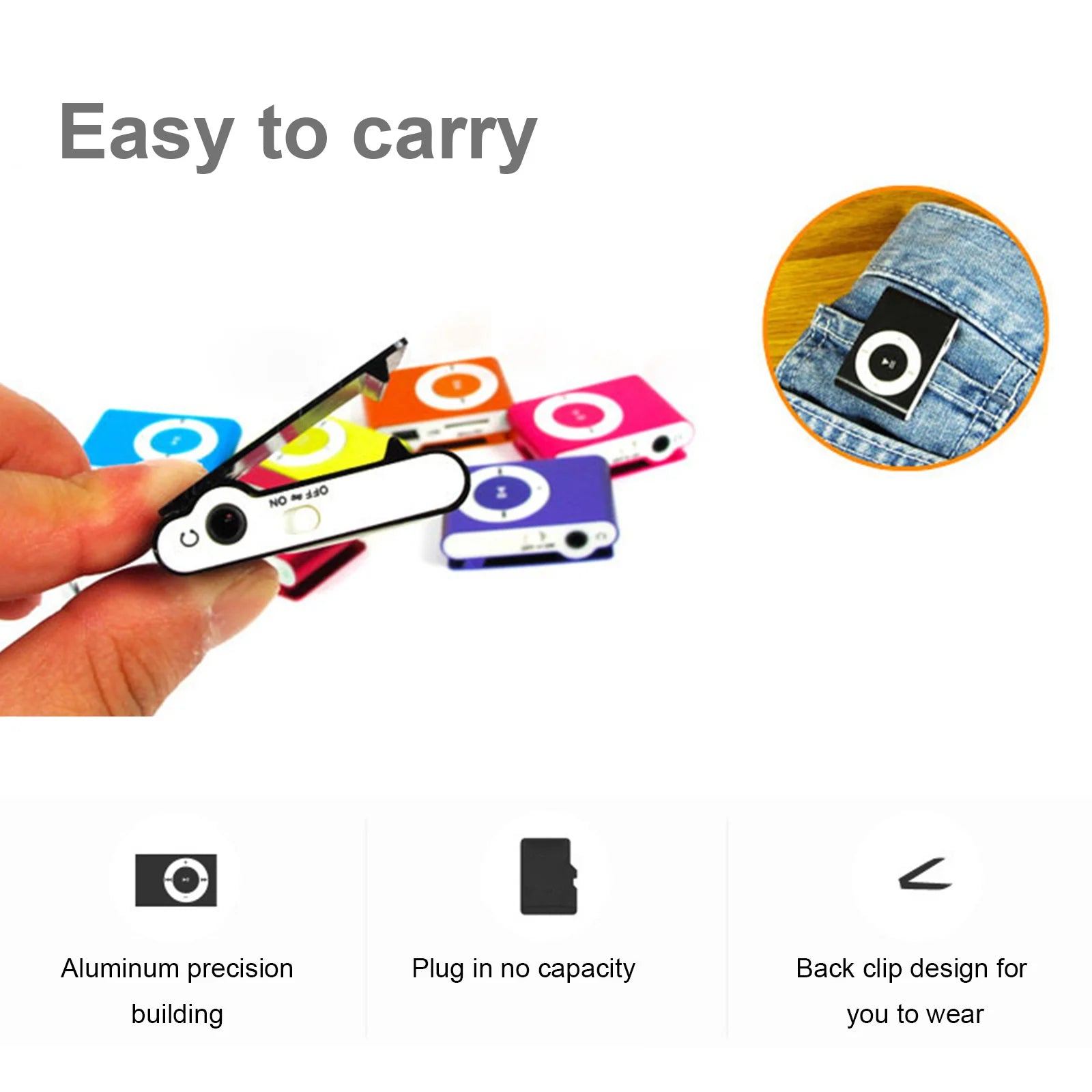 Mini Portable USB MP3 Player Clip Waterproof Sport Compact Metal