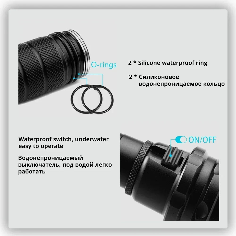 ESMARTER IP68 Diving Flashlight – 1600 Lumen LED, 100m Waterproof Diving Flashlight Zpaxo
