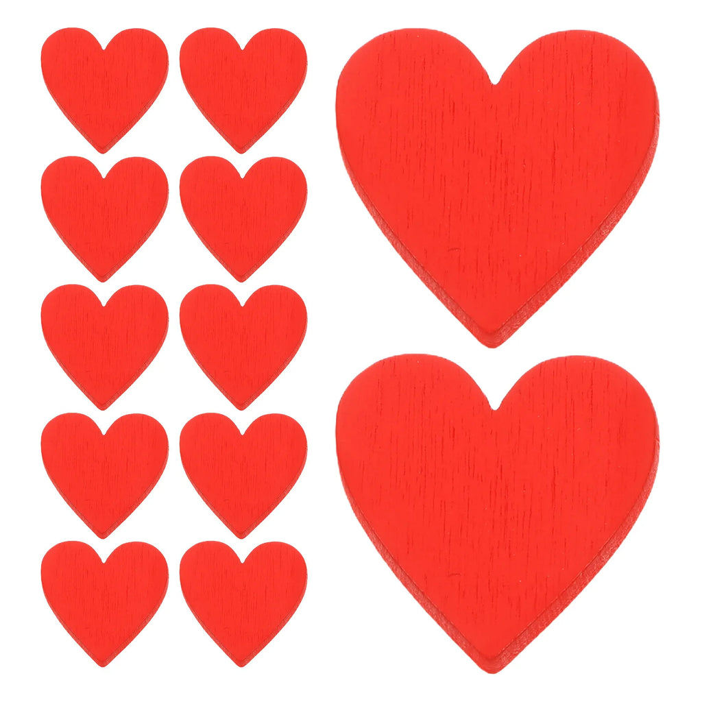 DIY Red Heart Wooden Cutouts Valentine's Day Wedding Table