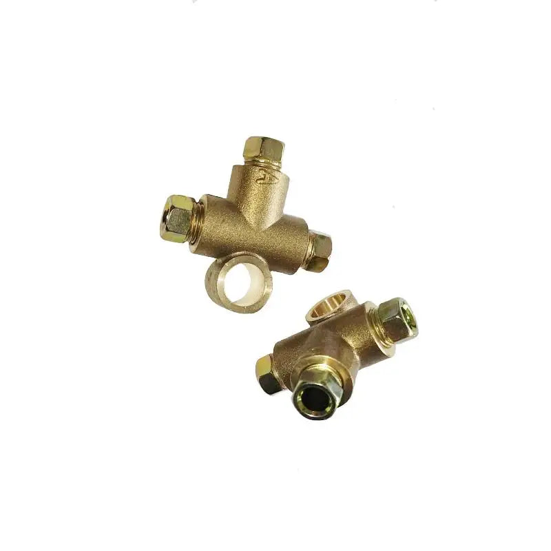 3-Way Brass Brake Tee Connector – M10 x 1mm, 3/16" Pipe