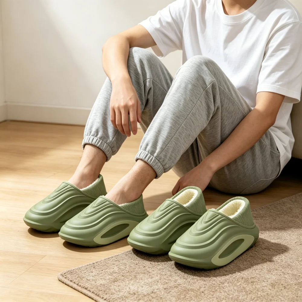 Winter Thickened Slip Resistant Lined Slippers Lightweight EVA Indoor