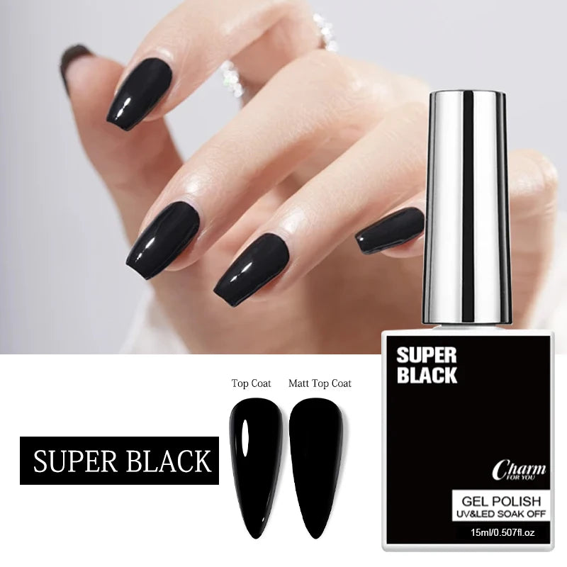 Gel Nail Polish DIY Semi Permanent Soak Off UV LED Varnish Art Design Zpaxo black