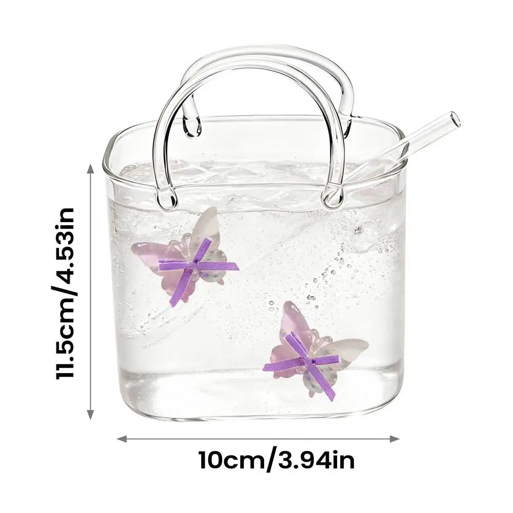 Purse Drinking Glass Straw Clear Vase Cocktail Wine Glasses Iced