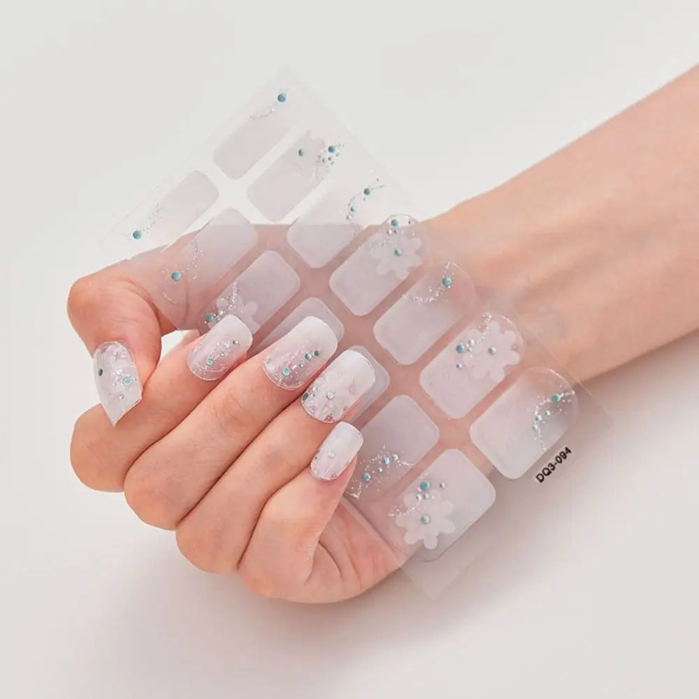 1Sheet Gel Nail Stickers Simple Glittering Polish Strips Art Zpaxo